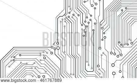 Abstract Circuit Board Black Line On Grayscale Tone Background