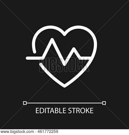 Cardiogram Pixel Perfect White Linear Ui Icon For Dark Theme. Heart Rate. Medical Checkup. Vector Li