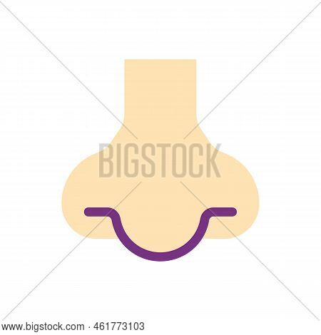 Nose Flat Color Ui Icon. Sensory And Respiratory System. Facial Part Of Human Body. Simple Filled El