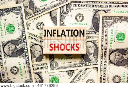 Inflation Shocks Symbol. Concept Words Inflation Shocks On Wooden Blocks. Beautiful Background From 