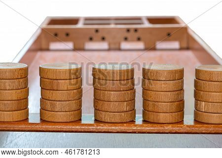 Traditional Dutch Wooden Boardgame Called Sjoelen, Selective Focus
