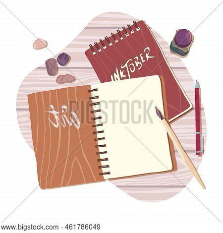Sketchbook Design Concept In Flat Style For Printing And Decoration. Vector Illustration.