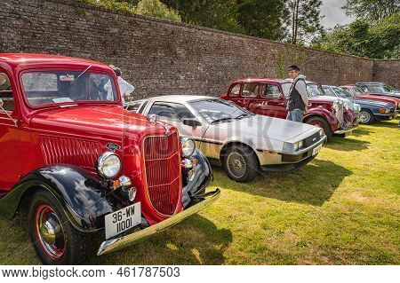 Wicklow, Ireland, August 2019 Irish Veteran And Vintage Car Club In Powerscourt, Delorean, Mg And Fo