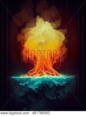 Water Becomes Burning, Oil Industry Destruction, Climate Change, Effect Of The Energy Crisis - Conce