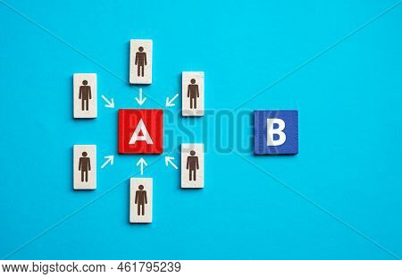 A Group Of People Stick To Plan A. Business Management. Unite People Around Strategy Planning. Colla