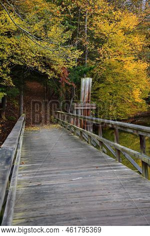 Wooden Bridge Leads To A Hiking Trail Called Slagle Holow Knob Trail, Steele Creek Park, Bristol, Te