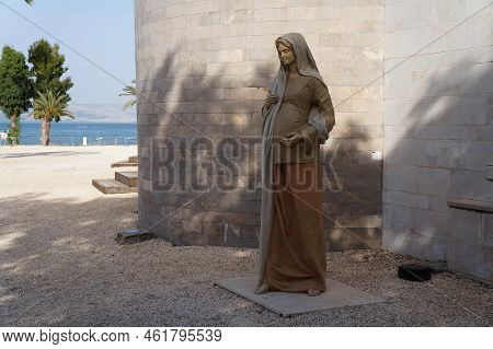 Tiberias, Israel  - May 27, 2022 : The Modern Church Named Duc In Altum That Means Swim Deeper Near 