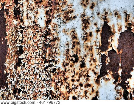 A Closeup Shot Of A Rusty Metal Surface. Corosion.