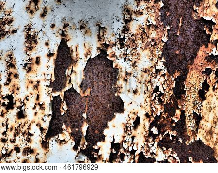 A Closeup Shot Of A Rusty Metal Surface. Corosion.