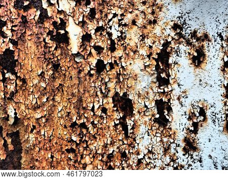 A Closeup Shot Of A Rusty Metal Surface. Corosion.