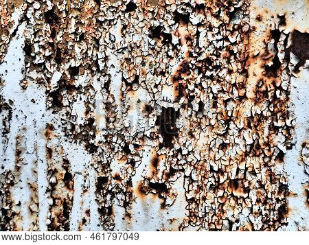 A Closeup Shot Of A Rusty Metal Surface. Corosion.
