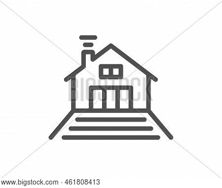 Terrace Line Icon. House Architecture Sign. Flat Roof Symbol. Quality Design Element. Linear Style T
