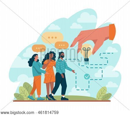 Leadership Concept. Manager Leading A Workteam Towards Success