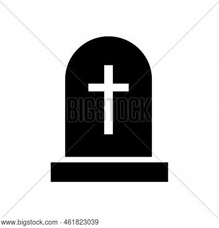 Grave Stone Icon. Peace Symbol. Ancient Stone. Vector Illustration. Stock Image.