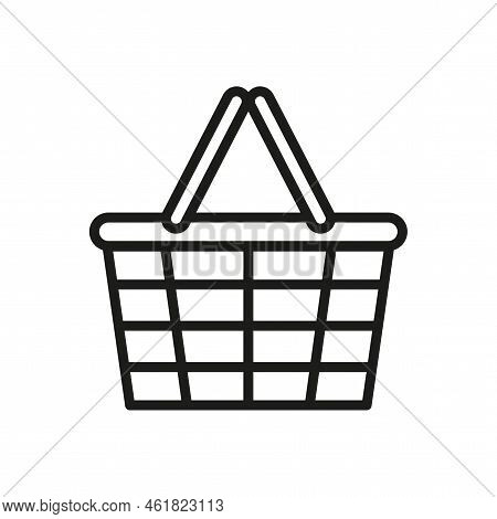 Flat Basket Handle Icon . Market, Shopping Basket Icon. Food Basket. Vector Illustration. Stock Imag