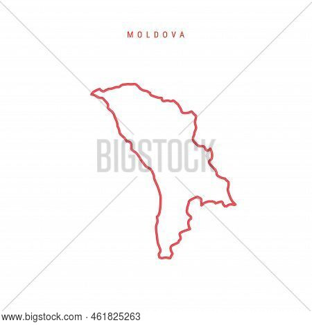 Moldova Editable Outline Map. Moldavian Red Border. Country Name. Adjust Line Weight. Change To Any 