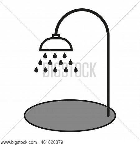 Black Shower Icon. Clean Water. Vector Illustration. Stock Image.