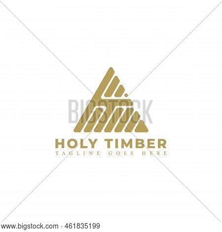 Abstract Initial Letter Ht Or Th Logo In Gold Color Isolated In White Background Applied For Interio