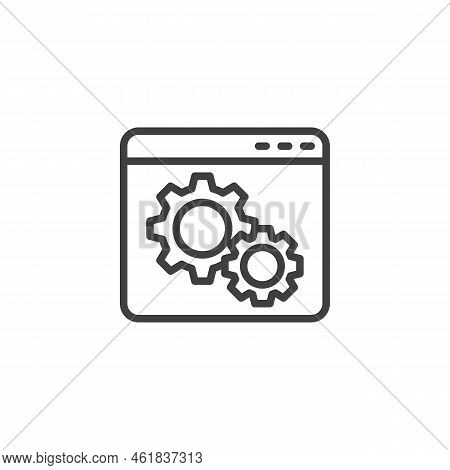 Helpdesk Service Line Icon. Linear Style Sign For Mobile Concept And Web Design. Browser Setting Gea