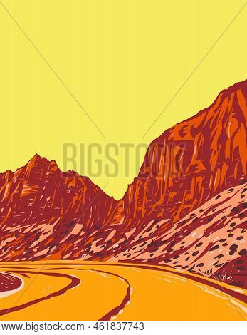 Wpa Poster Art Of Pine Creek Canyon In Zion National Park Along The Zion Park Blvd And Zion-mt Carme
