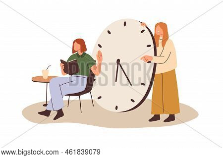 Procrastination Concept. Lazy Person Procrastinating, Postponing, Delaying Work For Later Time. Unpr