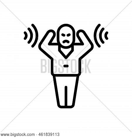 Black Line Icon For Disturbed Noise Pollution Noisy Sound Disturbance Ordinance Audible Hear Irritat