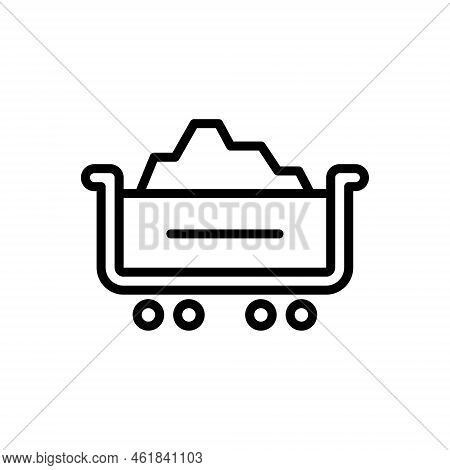 Black Line Icon For Materials Paraphernalia Stuff Goods Raw Industry Cart Coal Metal Miner Renewable