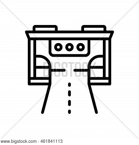 Black Line Icon For Toll Road-toll Gate Highway Barrier Traffic Checkpoint Tollbooth Transportation