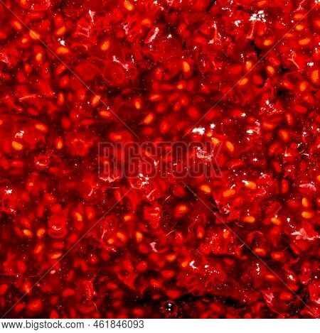 Raspberry Jam Background.raspberries In Sugar.the Texture Of Raspberry Jam.