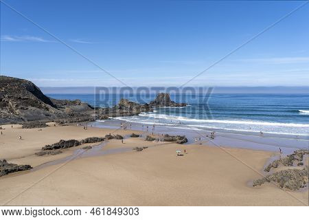 Beautiful Beach In Alentejo. Zambujeira Beach In Zambujeira Do Mar, Portugal.