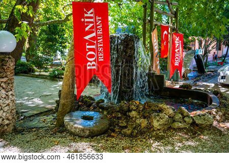 Ulupinar, Turkey - September 9, 2022: Tropic Restaurants On The River. Places On The River With Tour