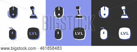Set Level Game, Computer Mouse, And Gear Shifter Icon. Vector