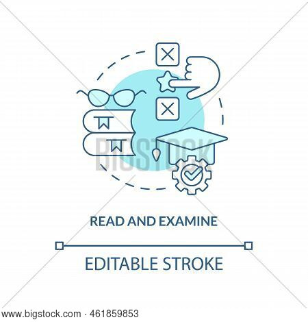 Read And Examine Turquoise Concept Icon. Analyzing Facts. Structure Of Case Study Abstract Idea Thin