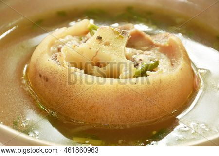 Boiled Chop Ox Tail Spicy And Sour Tom Yum Soup On Bowl