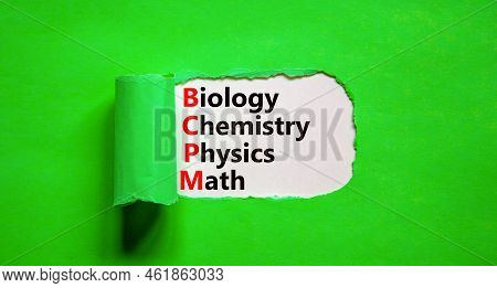 Bcpm Biology Chemistry Physics Math Symbol. Concept Words Bcpm Biology Chemistry Physics Math On Whi