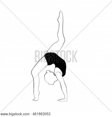 The Ballerina Girl Stood On The Bridge And Raised One Leg Up