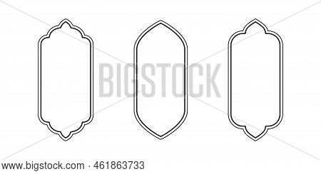 Islamic Vector Shape Of A Window Or Door Arch. Arab Frame Set. Ramadan Kareem Outline Icon. Mosque G
