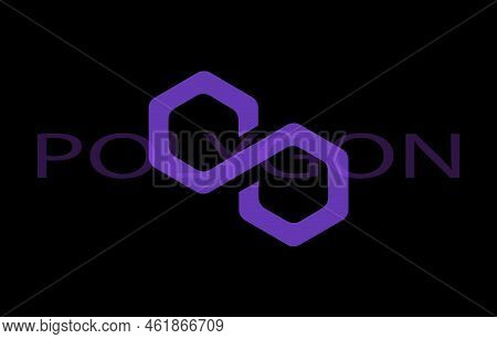 Polygon-matic  Virtual Currency Images. 3d Drawings. Coin Logo