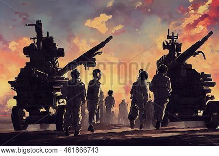 Artillery And Missile Crew Members , Anime Style Illustration