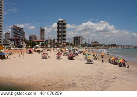 Fortaleza Ceara, Brazil, September 13 2022 A Stretch Of Beach In Fortaleza,known As Iracema Beach In