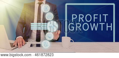 Writing Displaying Text Profit Growth. Business Concept Objectives Interrelation Of Overall Sales Ma