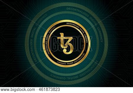 Tezos Virtual Currency Images. 3d Drawings. Coin Logo