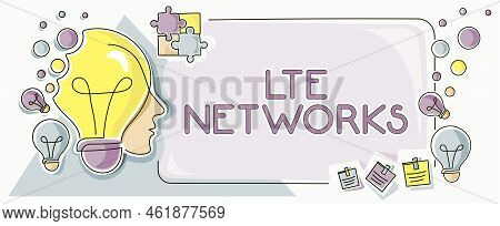 Sign Displaying Lte Networks. Business Showcase Fastest Network Connection Available For Wireless Co