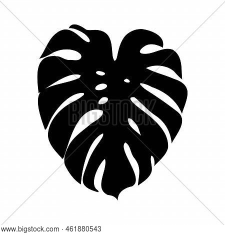 Exotic Monstera. Continuous One-line Drawing. Handmade Summer Tropical Leaf On White Background. Min