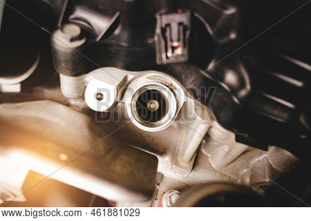The Spark Plug Socket Of A Car Engine Without An Ignition Coil In The Car Engine Compartment