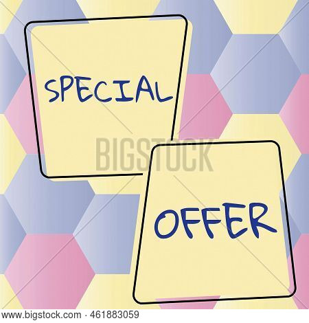 Text Caption Presenting Special Offer. Business Overview Selling At A Lower Or Discounted Price Barg
