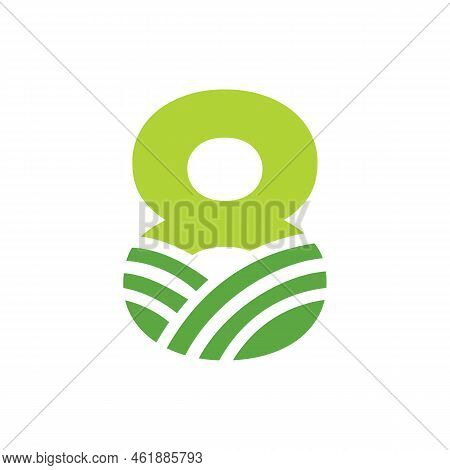 Letter 8 Agriculture Logo. Agro Farm Logo Based On Alphabet For Bakery, Bread, Cake, Cafe, Pastry, H