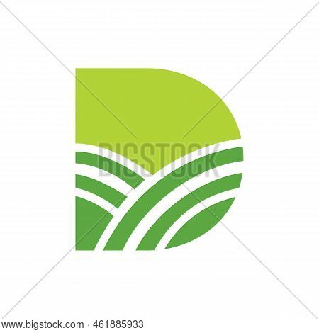 Letter D Agriculture Logo. Agro Farm Logo Based On Alphabet For Bakery, Bread, Cake, Cafe, Pastry, H