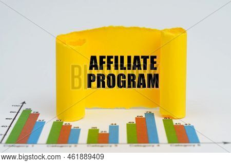 Business Concept. Against The Background Of The Graphs, A Yellow Paper Plate With The Inscription - 