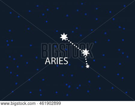 Aries Horoscope Symbol. Zodiac Constellation With Stars. Night Sky Map. Vector Illustration Of Astro